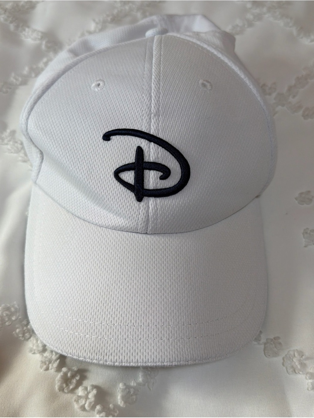 Disney Parks Authentic Embroidered White 'D' Logo Adjustable Back Hat Adult Cap